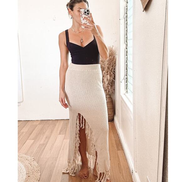 Mahina Tassel Fringe Crochet Maxi Skirt - Picture 1 of 10